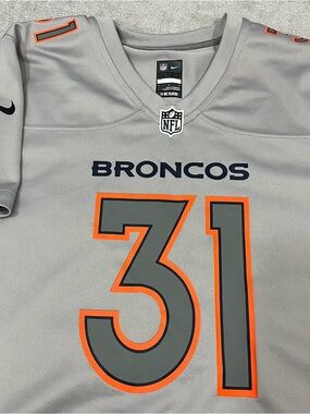 Nike Denver Broncos Football Jersey Justin Simmons #31 NFL Gray Men’s Large